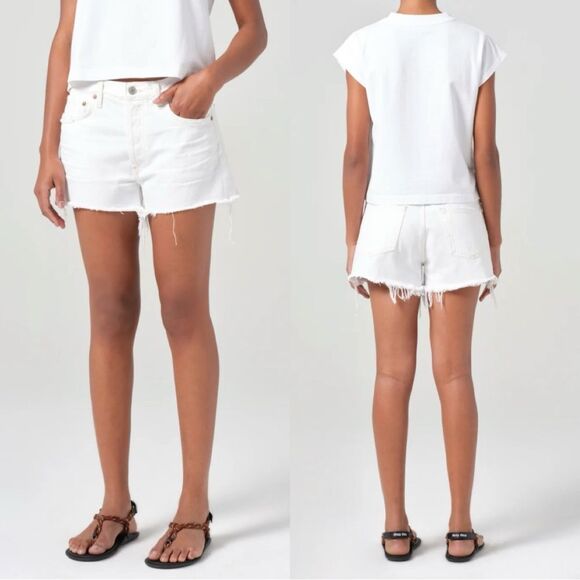 NWT AGOLDE PARKER VINTAGE CUT OFF SHORT in white - Picture 3 of 14